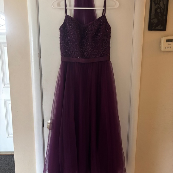 Morilee plum prom formal tea length gown size 6 - Picture 9 of 10